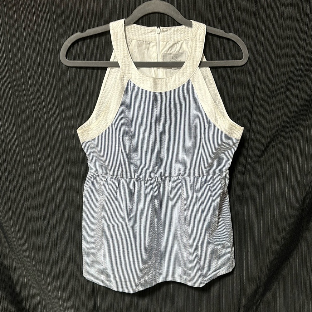 Lauren James‎ Brand Blue n White striped top with zipper back / Size M / J-22